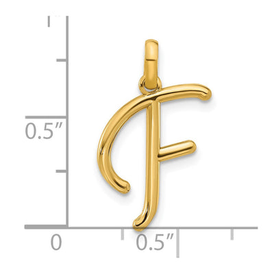 14ky Fancy Letter Initial Pendant Necklace in Elegant Script Design, 18.76mm