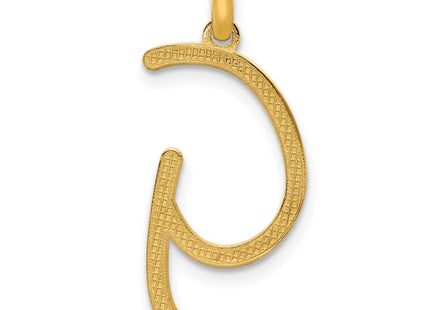 14ky Fancy Letter Initial Pendant Necklace in Elegant Script Design (Style D5669G)