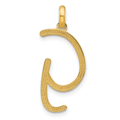 14ky Fancy Letter Initial Pendant Necklace in Elegant Script Design, 23.4mm