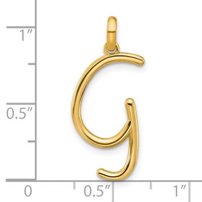 14ky Fancy Letter Initial Pendant Necklace in Elegant Script Design, 23.4mm