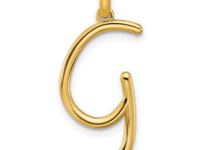 14ky Fancy Letter Initial Pendant Necklace in Elegant Script Design (Style D5669G)