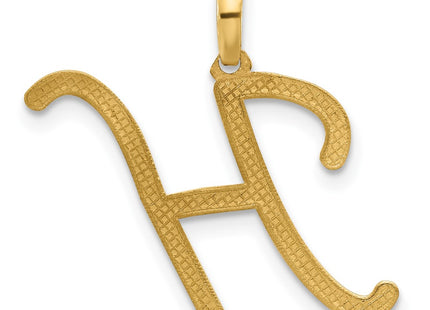 14ky Fancy Letter Initial Pendant Necklace in Elegant Script Design, 23.2mm