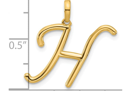 14ky Fancy Letter Initial Pendant Necklace in Elegant Script Design, 23.2mm