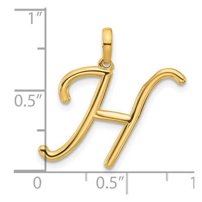 14ky Fancy Letter Initial Pendant Necklace in Elegant Script Design, 23.2mm