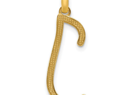 14ky Fancy Letter Initial Pendant Necklace in Elegant Script Design (Style D5669J)