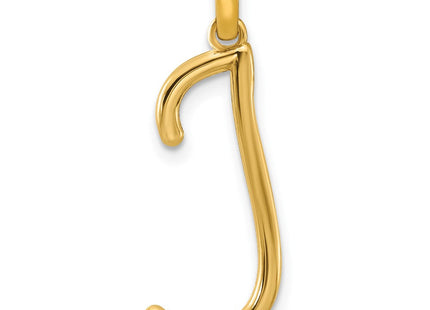 14ky Fancy Letter Initial Pendant Necklace in Elegant Script Design (Style D5669J)