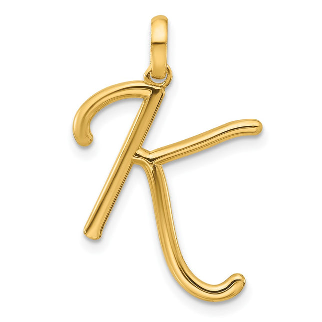 14K yellow gold letter K pendants & charm