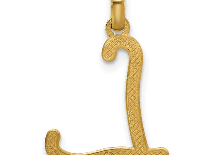 14ky Fancy Letter Initial Pendant Necklace in Elegant Script Design (Style D5669L)