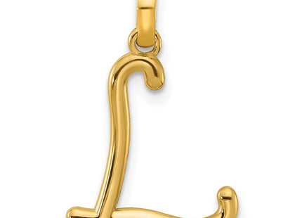 14ky Fancy Letter Initial Pendant Necklace in Elegant Script Design (Style D5669L)