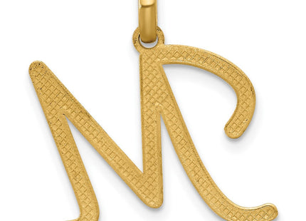 14ky Fancy Letter Initial Pendant Necklace in Elegant Script Design (Style D5669M)