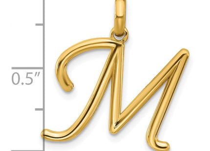 14ky Fancy Letter Initial Pendant Necklace in Elegant Script Design (Style D5669M)