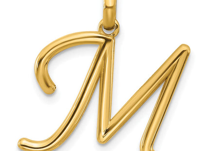 14ky Fancy Letter Initial Pendant Necklace in Elegant Script Design (Style D5669M)