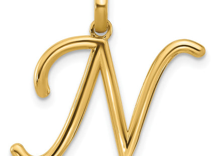 14K yellow gold letter N pendants & charm