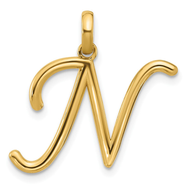 14K yellow gold letter N pendants & charm