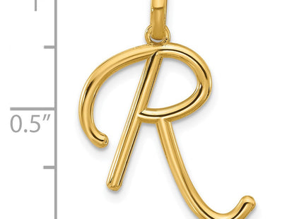 14ky Fancy Letter Initial Pendant Necklace in Elegant Script Design (Style D5669R)