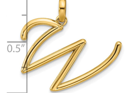 14ky Fancy Letter Initial Pendant Necklace in Elegant Script Design (Style D5669W)