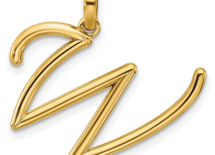14ky Fancy Letter Initial Pendant Necklace in Elegant Script Design (Style D5669W)