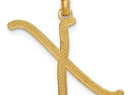 14ky Fancy Letter Initial Pendant Necklace in Elegant Script Design (Style D5669X)