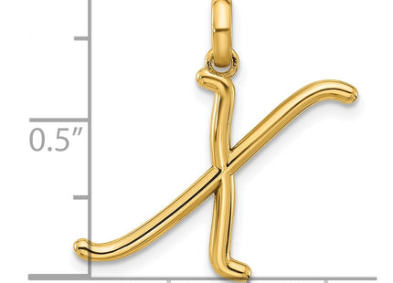 14ky Fancy Letter Initial Pendant Necklace in Elegant Script Design (Style D5669X)
