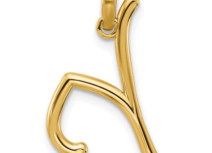 14ky Fancy Letter Initial Pendant Necklace in Elegant Script Design (Style D5669Y)