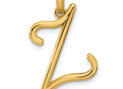 14ky Fancy Letter Initial Pendant Necklace in Elegant Script Design (Style D5669Z)
