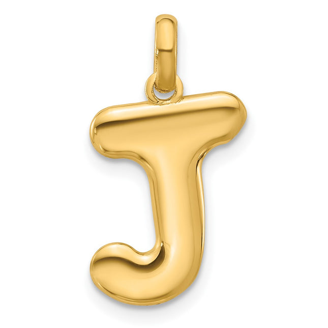 14K yellow gold letter J pendants & charm