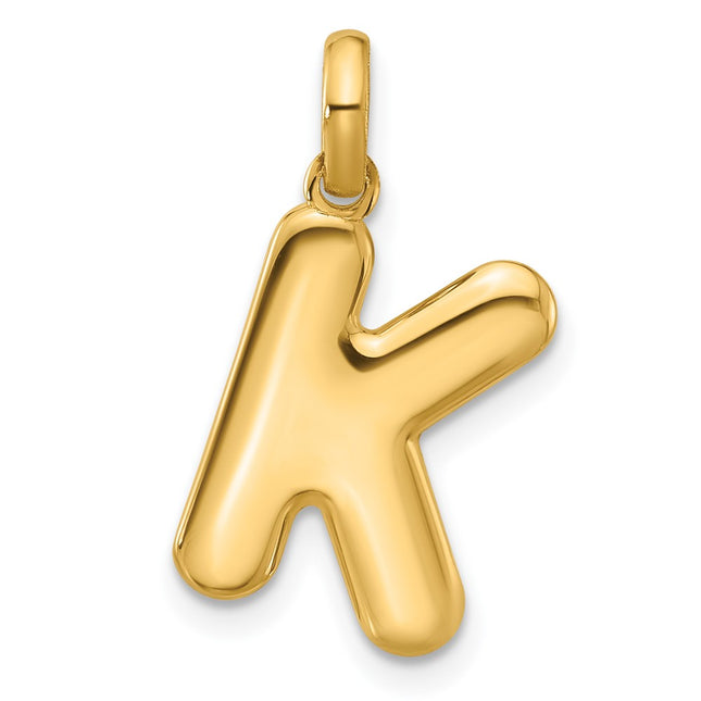 14K yellow gold letter K pendants & charm