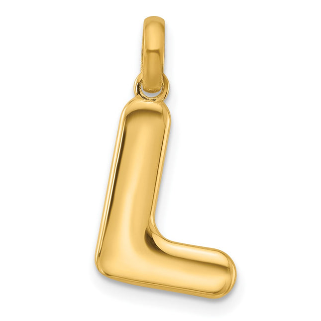 14K yellow gold letter L pendants & charm