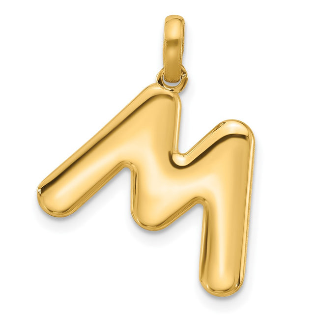 14K yellow gold letter M pendants & charm