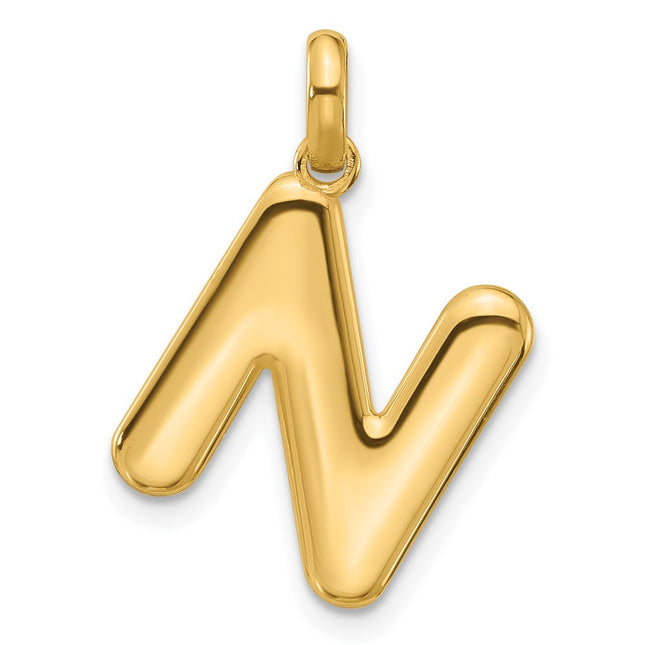 14K yellow gold letter N pendants & charm