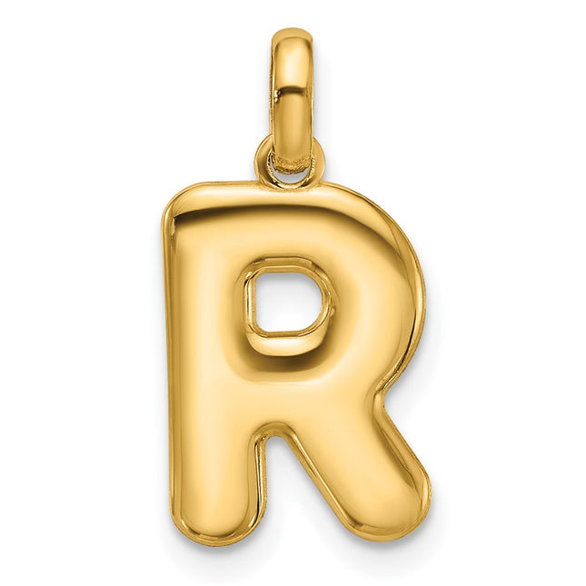 14K yellow gold letter R pendants & charm