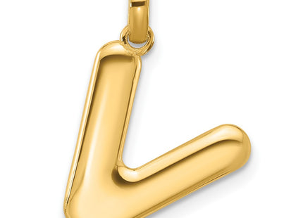 14K yellow gold letter V pendants & charm