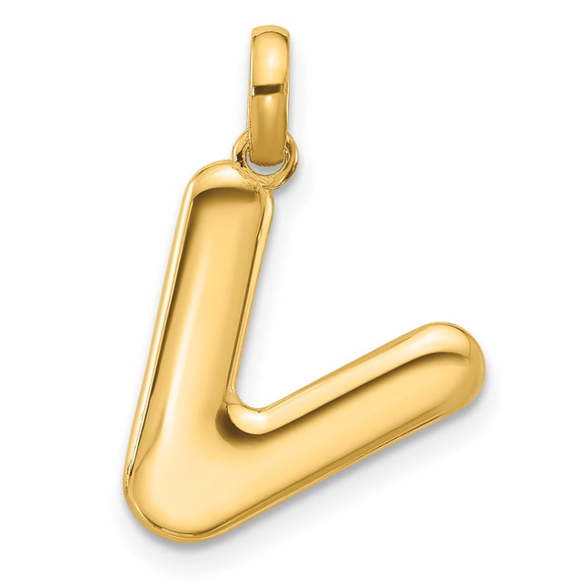 14K yellow gold letter V pendants & charm