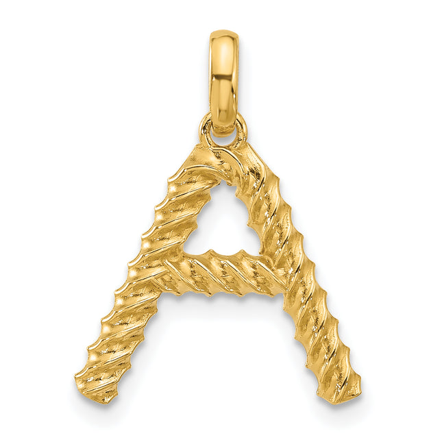 14K yellow gold letter pendants & charm, further view