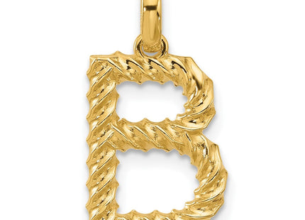 14ky Fancy Twist Initial Letter Pendant Necklace Jewelry Collection (Style D5677B)
