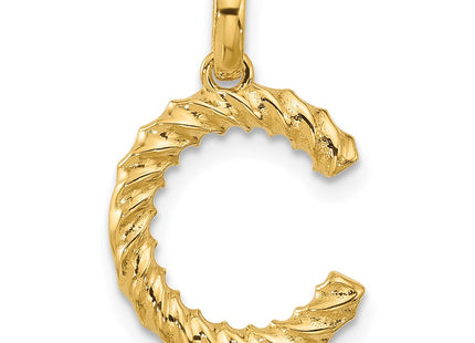 14ky Fancy Twist Initial Letter Pendant Necklace Jewelry Collection (Style D5677C)