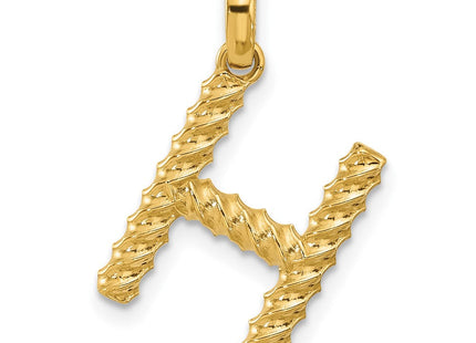 14ky Fancy Twist Initial Letter Pendant Necklace Jewelry Collection (Style D5677H)