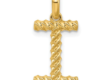 14ky Fancy Twist Initial Letter Pendant Necklace Jewelry Collection (Style D5677I)