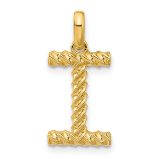 14ky Fancy Twist Initial Letter Pendant Necklace Jewelry Collection (Style D5677I)