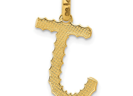 14ky Fancy Twist Initial Letter Pendant Necklace Jewelry Collection (Style D5677J)