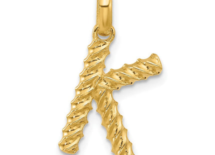 14ky Fancy Twist Initial Letter Pendant Necklace Jewelry Collection (Style D5677K)