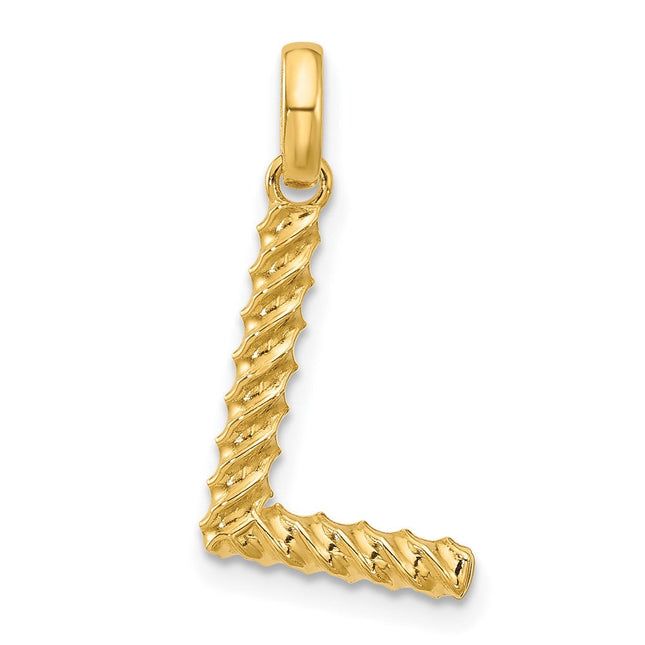 14ky Fancy Twist Initial Letter Pendant Necklace Jewelry Collection, 23 x 11.26mm