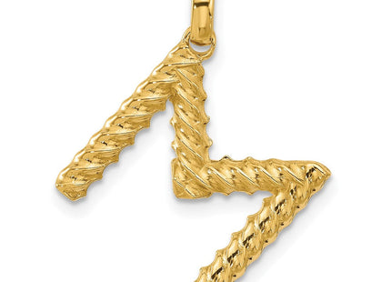 14ky Fancy Twist Initial Letter Pendant Necklace Jewelry Collection (Style D5677M)
