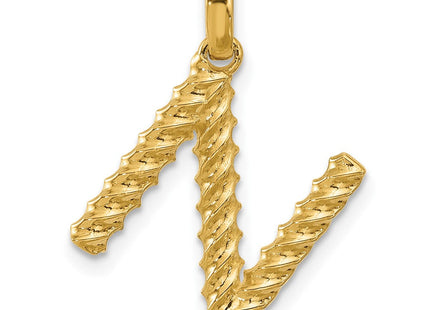 14ky Fancy Twist Initial Letter Pendant Necklace Jewelry Collection (Style D5677N)