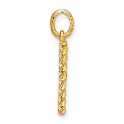 14ky Fancy Twist Initial Letter Pendant Necklace Jewelry Collection, 22 x 9.75mm