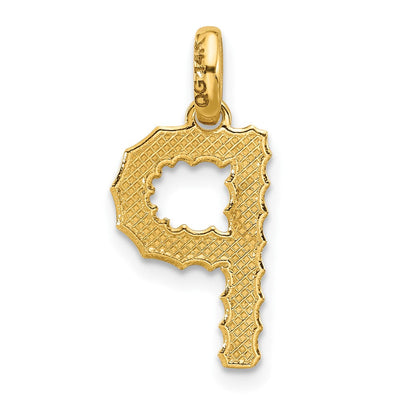 14ky Fancy Twist Initial Letter Pendant Necklace Jewelry Collection, 22 x 9.75mm