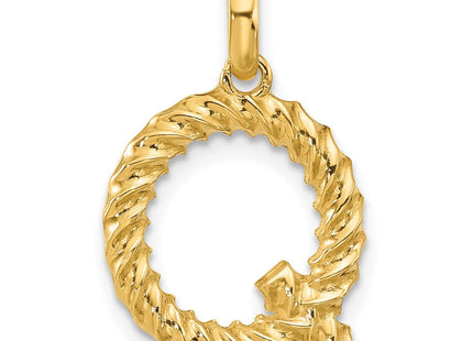 14ky Fancy Twist Initial Letter Pendant Necklace Jewelry Collection (Style D5677Q)