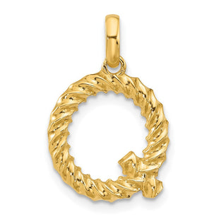 14ky Fancy Twist Initial Letter Pendant Necklace Jewelry Collection (Style D5677Q)