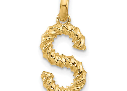 14ky Fancy Twist Initial Letter Pendant Necklace Jewelry Collection (Style D5677S)