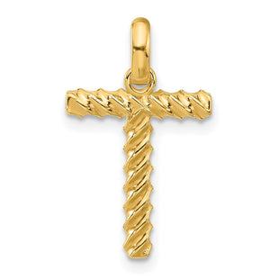 14ky Fancy Twist Initial Letter Pendant Necklace Jewelry Collection (Style D5677T)